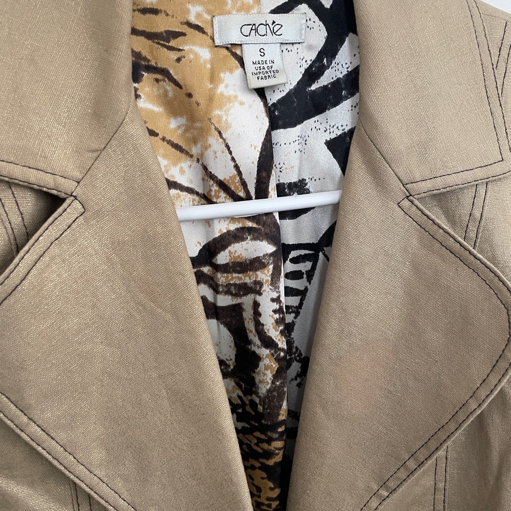 Cache Tan Gold Shimmer trench coat - Picture 2 of 5